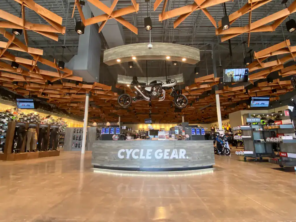 A photo of the inside entrance of a Cycle Gear store