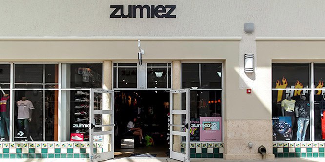 A photo of the outside of a Zumiez store